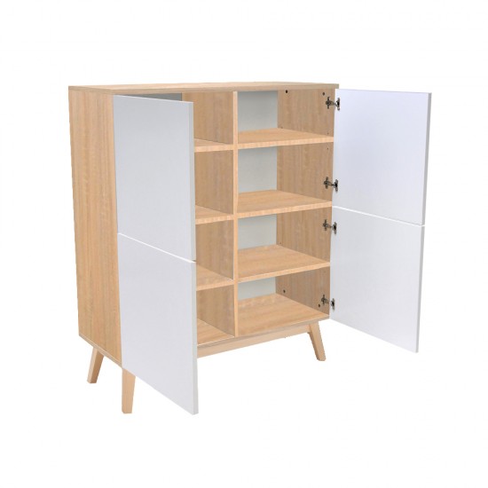 Weber Industries Meuble De Rangement HOME 4 Portes / Décor Blanc Et Chêne Blanchi