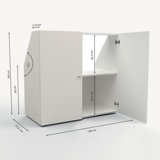 Weber Industries Meuble De Rangement Sous Pente 2 Portes CALI Blanc - H. 100 X L. 100 X P. 51.8 Cm