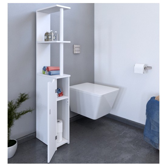 weber industries Meuble de toilettes SIBERIA 1 porte - 2 niches / Blanc