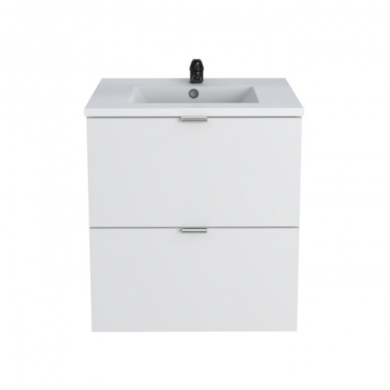 Weber Industries Meuble Sous-vasque 2 Tiroirs MALAGA 60 Cm + Vasque / Blanc