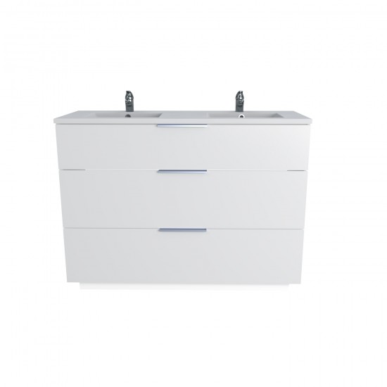 Weber Industries Meuble Sous-vasque 3 Tiroirs MARBELLA 120 Cm + Vasque / Blanc