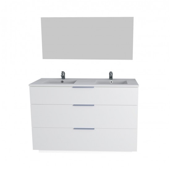 Weber Industries Meuble Sous-vasque 3 Tiroirs MARBELLA 120 Cm + Vasque + Miroir / Blanc