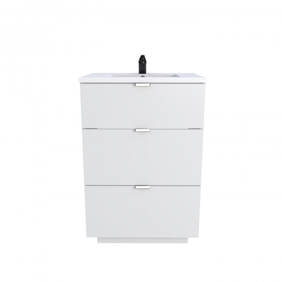 Weber Industries Meuble Sous-vasque 3 Tiroirs MARBELLA 60 Cm + Vasque / Blanc