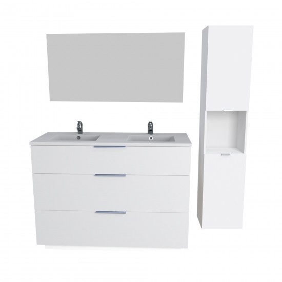 Weber Industries Meuble Sous-vasque MARBELLA 120 Cm + Vasque + Miroir + Colonne / Blanc
