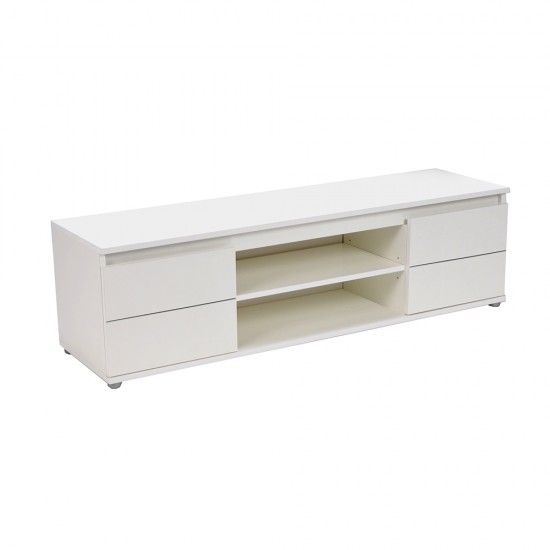 weber Industries Meuble TV/Vidéo COMO 140cm 2 Portes + 1 Niche / Blanc