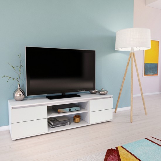 weber industries Meuble TV/Vidéo COMO 140cm 2 portes + 1 niche / Blanc