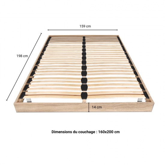 Weber Industries Sommier Sur Pied SOMKIT 160x200 / Décor Chêne Blanchi