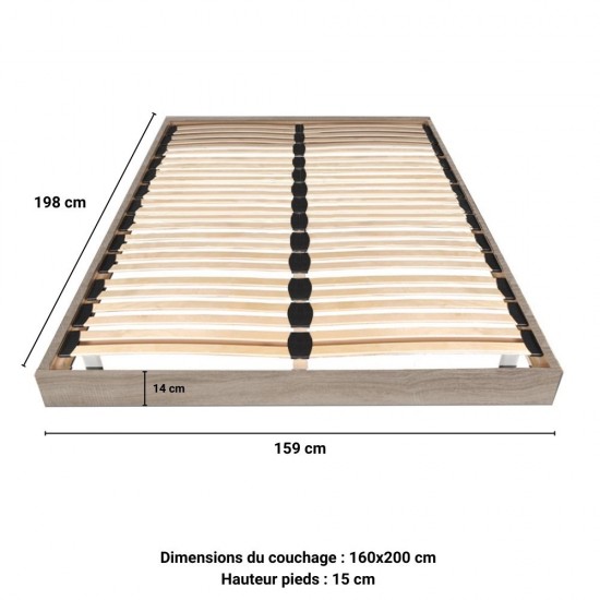 Weber Industries Sommier Sur Pied SOMKIT 160x200 / Décor Chêne Grisé