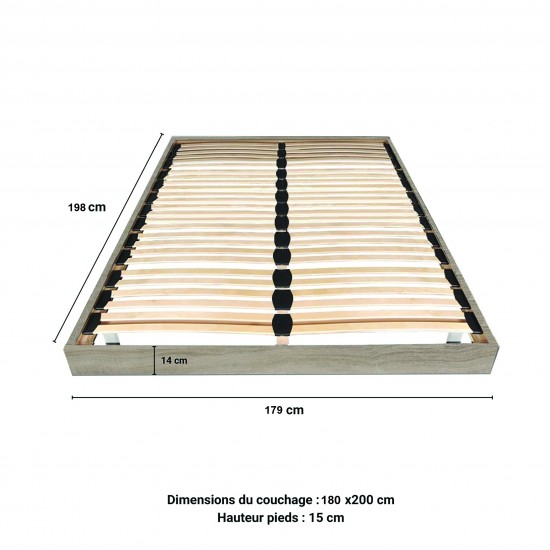Weber Industries Sommier Sur Pied SOMKIT 180x200 / Décor Chêne Blanchi
