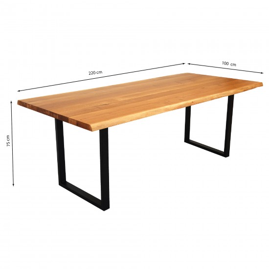 Weber Industries Table à Manger 220x100cm ULYSSE - 10 Personnes / Chêne Massif Huilé
