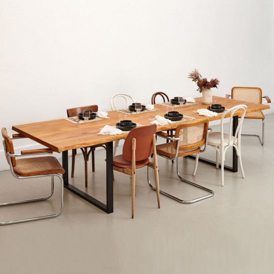 weber industries Table à manger 220x100cm ULYSSE - 10 personnes / Chêne massif huilé