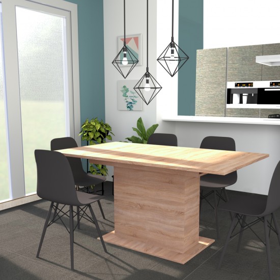 weber industries Table à manger CARLA + 1 rallonge - 10 personnes / Décor Chêne Blanchi