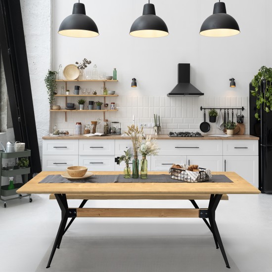 Weber Industries Table à Manger DAVOS 200x100cm - 10 Personnes / Chêne Massif