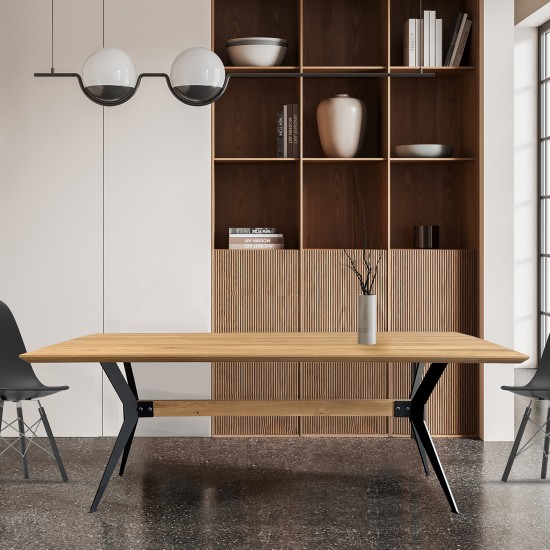 weber industries Table à manger DAVOS 200x100cm - 10 personnes / Chêne massif