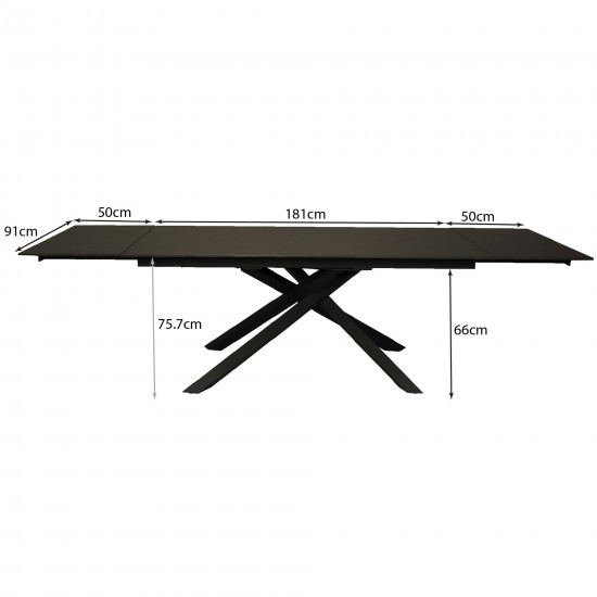 Weber Industries TABLE À MANGER EXTENSIBLE EN PIERRE OSIRIS / TABLE 180X90CM + 2 ALLONGES DE 50CM - 12 PERSONNES / Anthracite