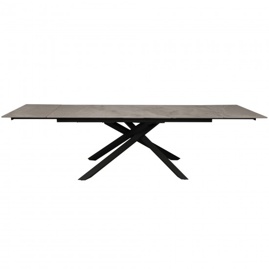 Weber Industries TABLE À MANGER EXTENSIBLE EN PIERRE OSIRIS / TABLE 180X90CM + 2 ALLONGES DE 50CM - 12 PERSONNES - GRIS