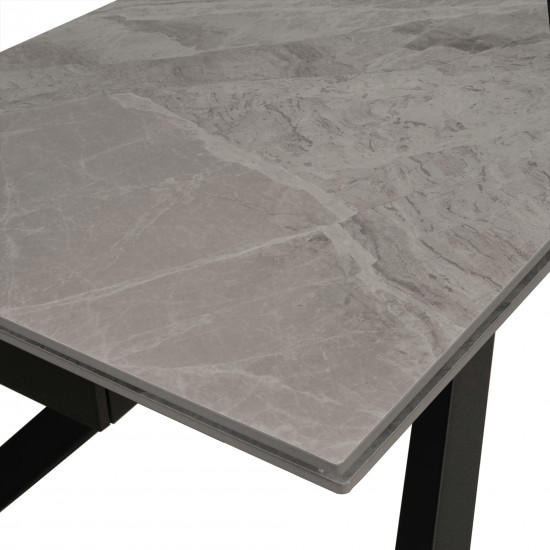 Weber Industries TABLE À MANGER EXTENSIBLE EN PIERRE OSIRIS / TABLE 180X90CM + 2 ALLONGES DE 50CM - 12 PERSONNES - GRIS
