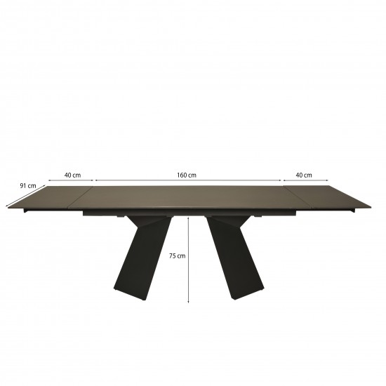 Weber Industries Table à Manger Extensible En Pierre PALACIO 160x90cm + 2 Allonges De 40cm - 10 Personnes / Anthracite