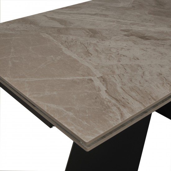 Weber Industries Table à Manger Extensible En Pierre PALACIO 160x90cm + 2 Allonges De 40cm - 10 Personnes / Grise