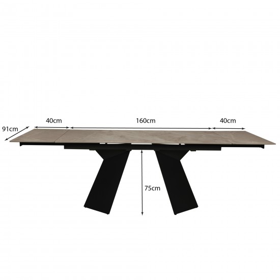 Weber Industries Table à Manger Extensible En Pierre PALACIO 160x90cm + 2 Allonges De 40cm - 10 Personnes / Grise