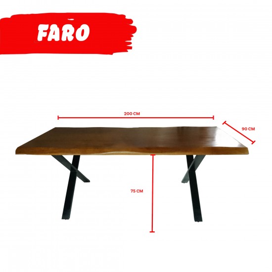 Weber Industries Table à Manger FARO 200x90cm - 10 Personnes / Manguier Massif