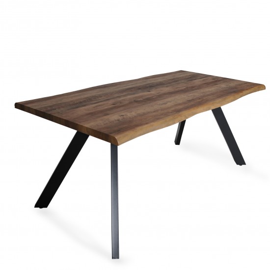 Weber Industries Table à Manger HELGA 160X90 Cm - 6 Personnes / Décor Chêne Et Pieds Métal Noir