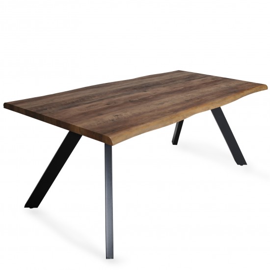 Weber Industries Table à Manger HELGA 180x90cm - 8 Personnes / Décor Chêne Et Pieds Métal Noir