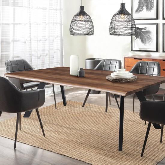 weber industries Table à manger HELGA 180x90cm - 8 personnes / Décor Chêne et pieds métal noir