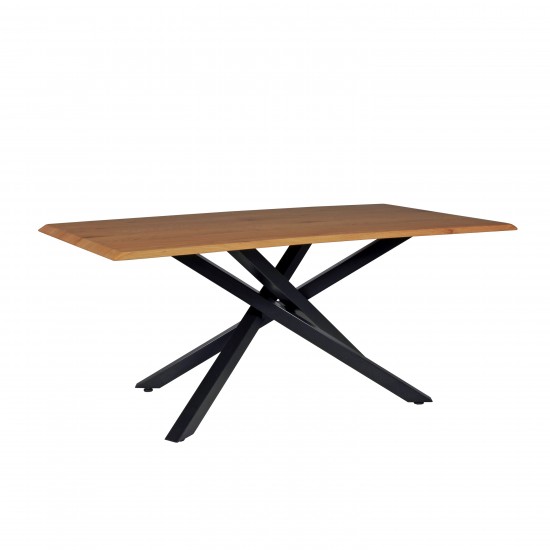 Weber Industries Table à Manger MONTANA 180x90 CM- 8 Personnes/ Plateau Décor Chêne Et Pieds Métal Noir