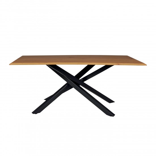 Weber Industries Table à Manger MONTANA 180x90 CM- 8 Personnes/ Plateau Décor Chêne Et Pieds Métal Noir