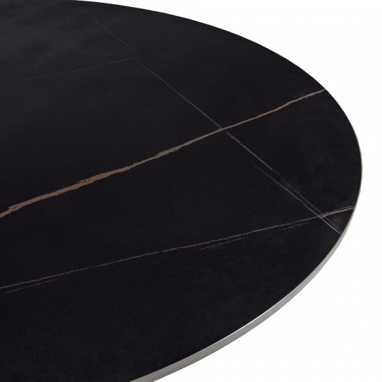 Weber Industries Table à Manger Ronde ISA En Pierre 4/5personnes D.100 Cm/ Noire