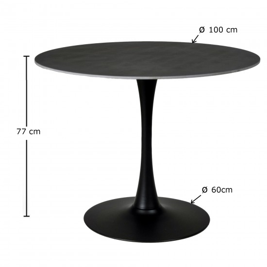 Weber Industries Table à Manger Ronde ISA En Pierre 4/5personnes D.100 Cm/ Noire