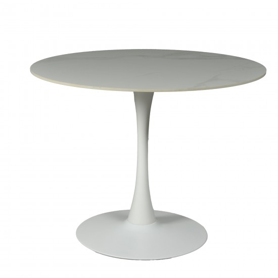 Weber Industries Table à Manger Ronde ISA En Pierre 4/5personnes D.100 Cm/ Blanc