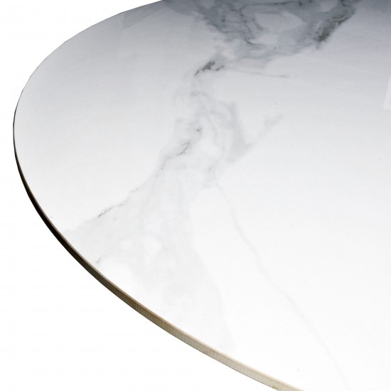 Weber Industries Table à Manger Ronde ISA En Pierre 4/5personnes D.100 Cm/ Blanc