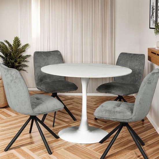 weber industries Table à manger ronde ISA en pierre 4/5personnes D.100 cm/ blanc