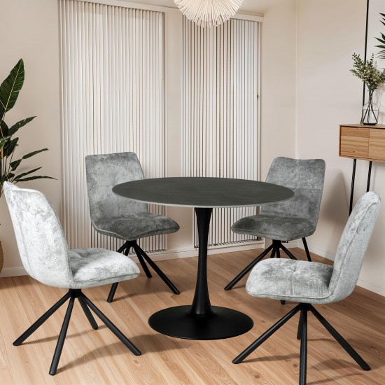 weber industries Table à manger ronde ISA en pierre 4/5personnes D.100 cm/ noire