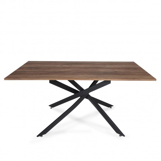 Weber Industries Table à Manger ROYALTY 160x90cm - 6 Personnes / Décor Chêne Et Piètement Noir