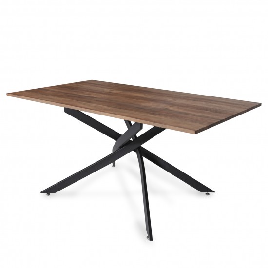 Weber Industries Table à Manger ROYALTY 160x90cm - 6 Personnes / Décor Chêne Et Piètement Noir