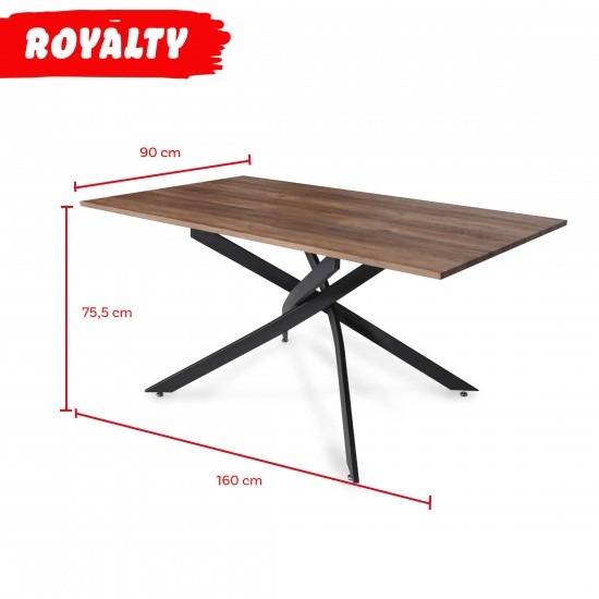 Weber Industries Table à Manger ROYALTY 160x90cm - 6 Personnes / Décor Chêne Et Piètement Noir