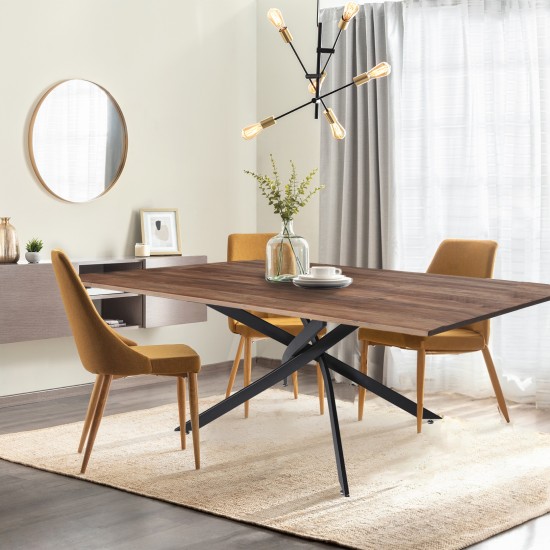 weber industries Table à manger ROYALTY 160x90cm - 6 personnes / Décor chêne et piètement noir