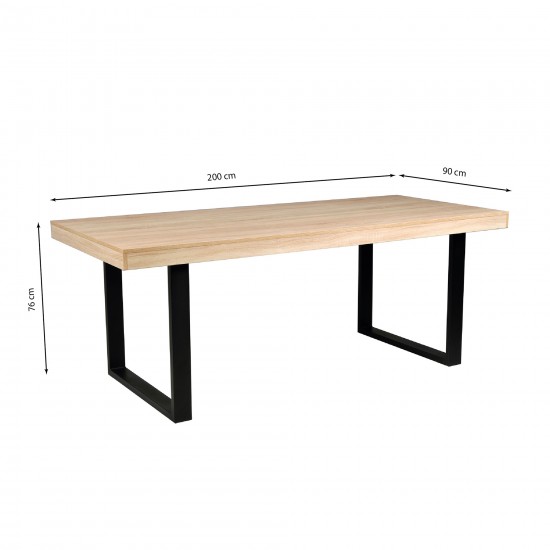Weber Industries Table à Manger TIVOLI 200x90cm - 10 Personnes / Décor Chêne Blanchi