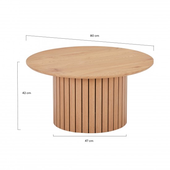 Weber Industries Table Basse BAHIA Diamètre 80 Cm / Décor Chêne Artisan