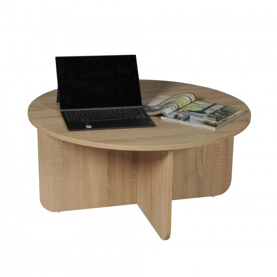 Weber Industries Table Basse DALI Diamètre 80 Cm / Décor Chêne Blanchi