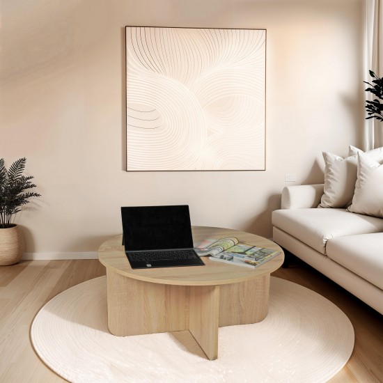 weber industries Table basse DALI diamètre 80 cm / Décor Chêne Blanchi