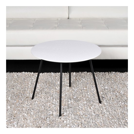 weber industries Table basse LYRA diamètre 55cm / Décor Chêne Blanc