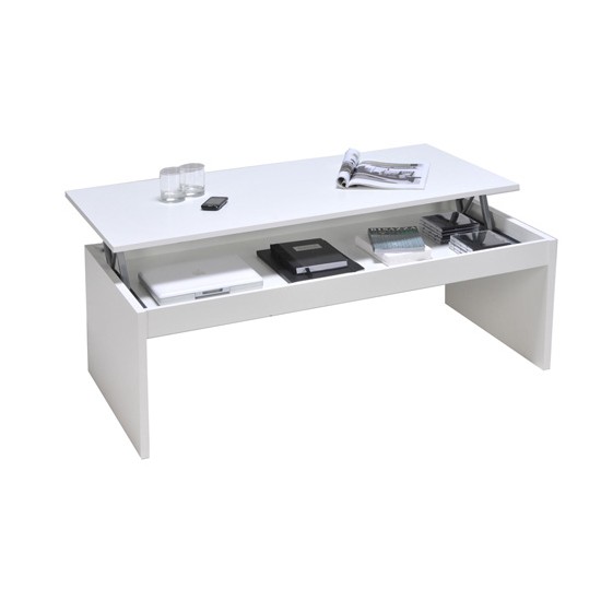 Weber Industries Table Basse Plateau Relevable DARWIN 100x50cm / Blanc