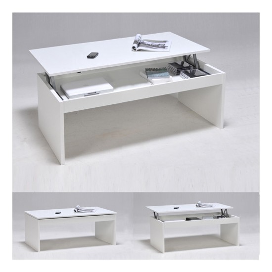 weber industries Table basse plateau relevable DARWIN 100x50cm / Blanc