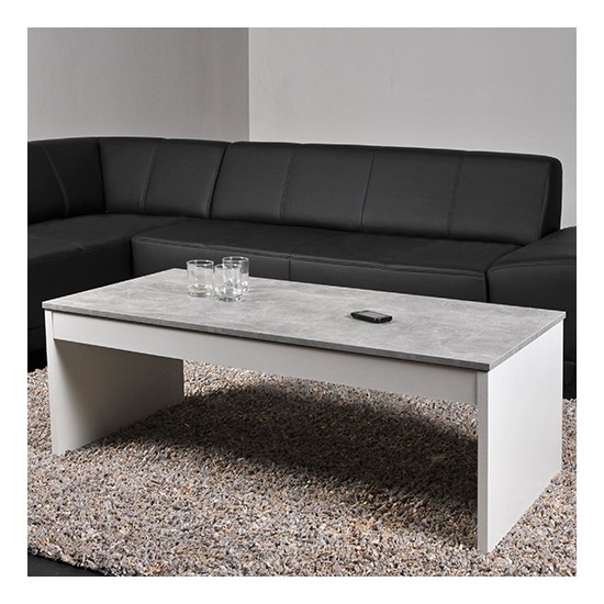 Weber Industries Table Basse Plateau Relevable DARWIN 120x60cm / Blanc Et Béton