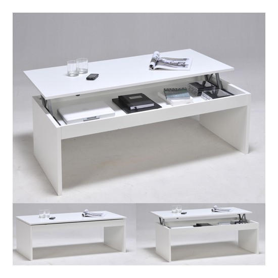 weber industries Table basse plateau relevable DARWIN 120x60cm / Blanc