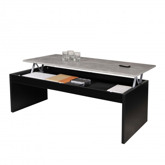 Weber Industries Table Basse Plateau Relevable DARWIN 120x60cm / Noir Et Béton